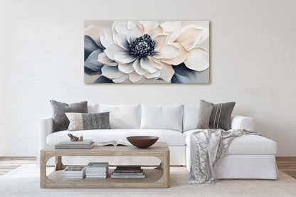 Black White Flower, Neutral Tones, Flower Painting
