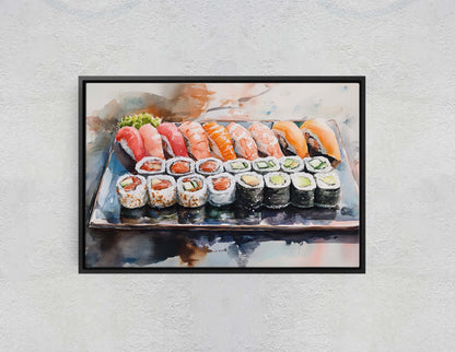 Sushi Print, Sashimi Canvas, Food Decor, Kitchen Art