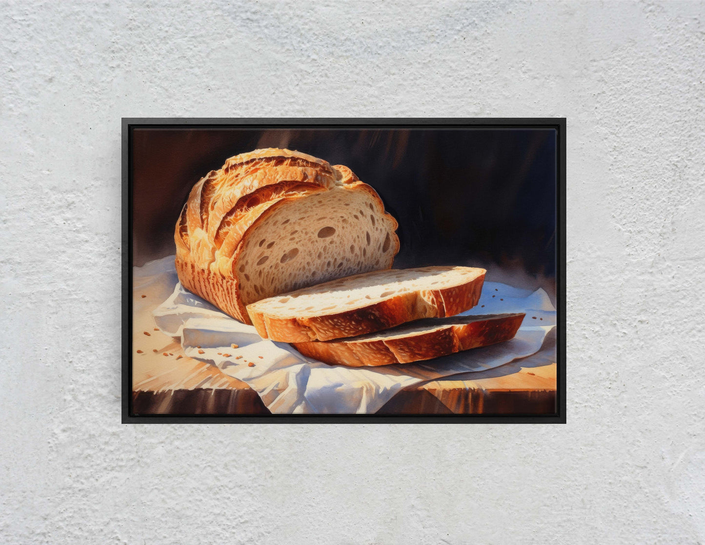 Bread Painting, Still Life, Loaf of Bread, Kitchen Decor, Dining Room Decor, Bakery Art, Baker Decor, Canvas Art Print, Ready to Hang