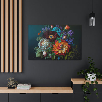 Colorful Flowers Fine Art Canvas Art Ready To Hang Large Print, Oil Painting, Floral Bouquet