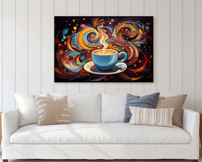 Modern Coffee, Coffee Art, Latte Painting, Pop Art, Modern Contemporary, Colorful Vivid, Abstract, Framed Canvas, Large Art print
