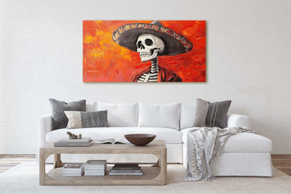 Skeleton Day of the Dead, Calavera, Dia De Los Muertos, Red Orange