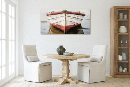 Red Boat, Beach House, Ship Art, Coastal Art, Vacation Home, Nautical Art