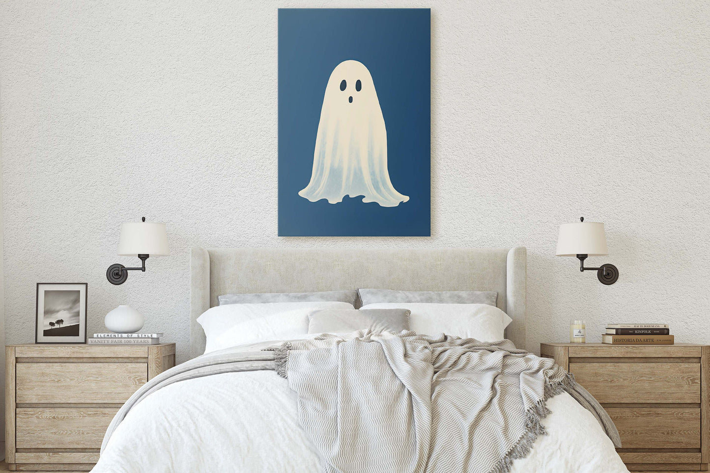 Cute Ghost Illustration, Halloween Ghost, Friendly Ghost, Happy Ghost, Fun Spirit, Halloween Poster, Canvas Art, Kid Friendly Halloween