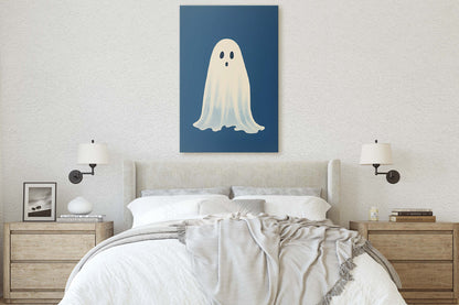 Cute Ghost Illustration, Halloween Ghost, Friendly Ghost, Happy Ghost, Fun Spirit, Halloween Poster, Canvas Art, Kid Friendly Halloween