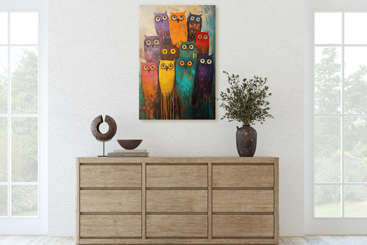 Colorful Owl Print, Pop Art, Painted Owl, Cute Owl Art