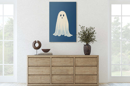 Cute Ghost Illustration, Halloween Ghost, Friendly Ghost, Happy Ghost, Fun Spirit, Halloween Poster, Canvas Art, Kid Friendly Halloween