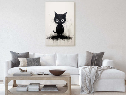 Black Cat Art, Black and White Cat, Cat Ink, Kitten Print, Graffiti, Street Art, Modern, Contemporary, Cute Kitten