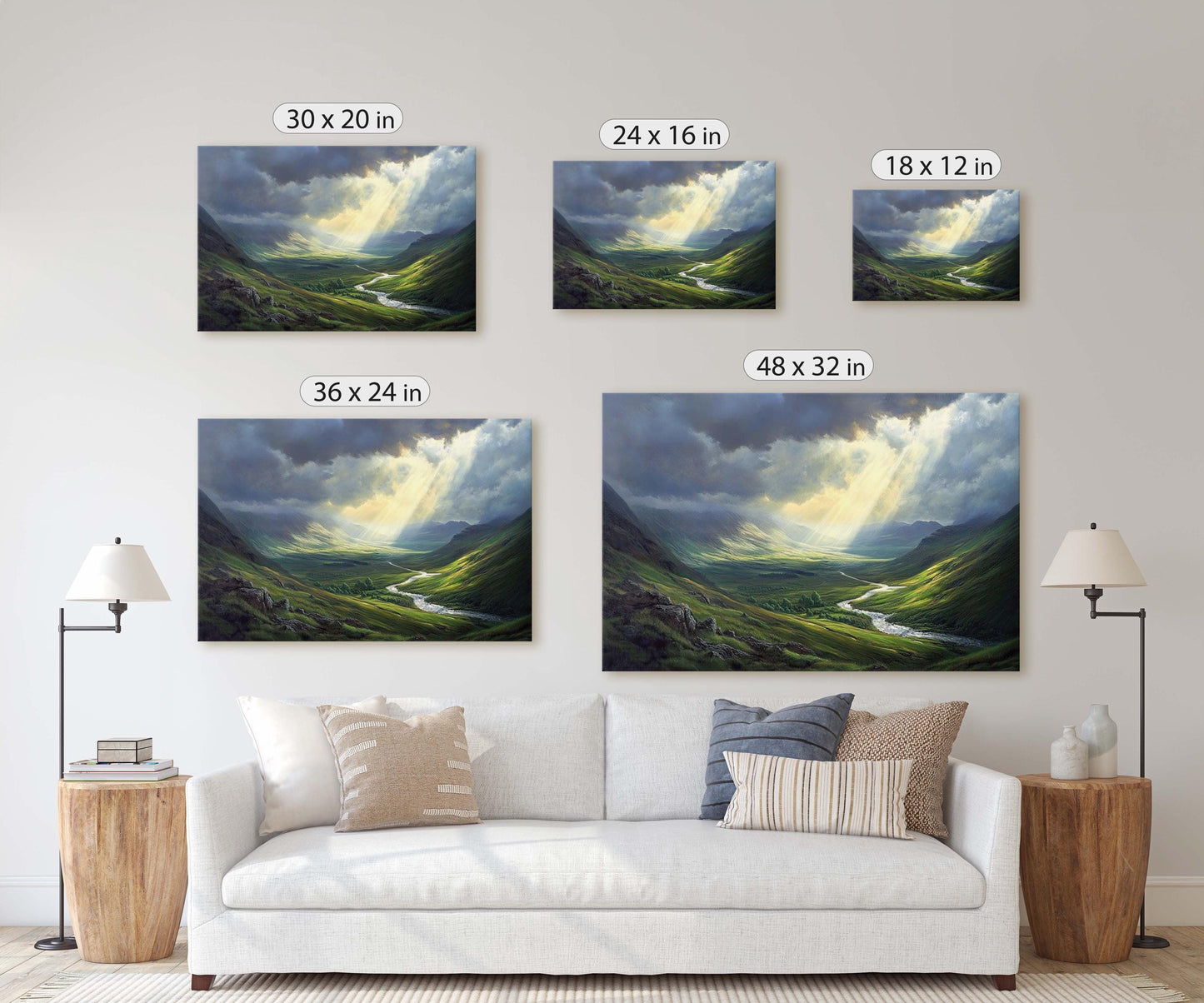 Celtic Highlands, Scotland Highlands, Scenic Decor, Valley Painting