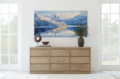 Lake Bled Painting, Slovenia Art, Landscape Painting, Nature Art