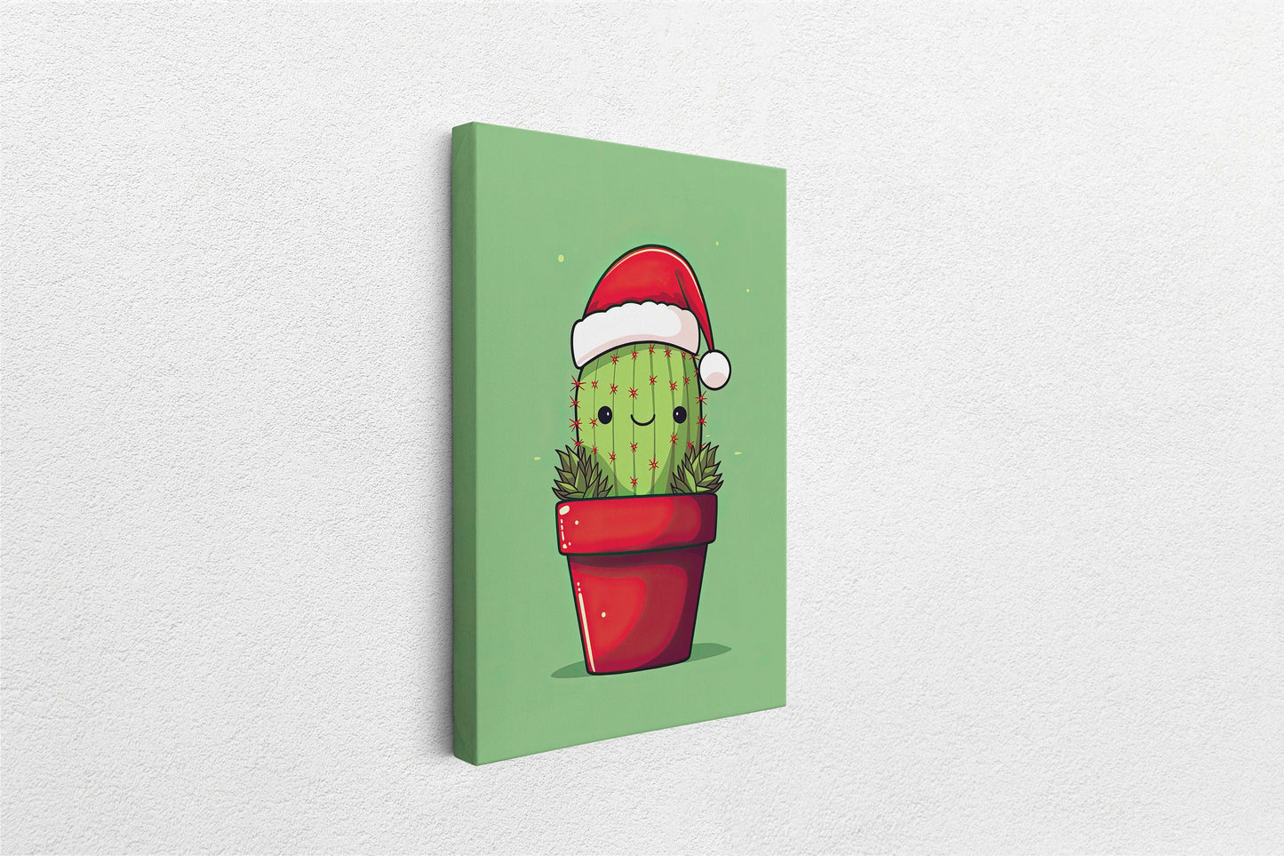 Christmas Cactus, Cute Cactus, Cute Christmas Decor, Illustration, Southwester, Chibi Style, Cartoon Cactus