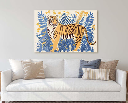 Jungle Tiger, Minimalist Tiger Print, Botanical Animal