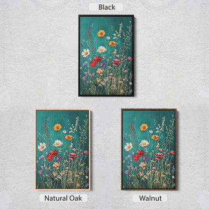 Spring Wildflowers, Green Decor, Flower print