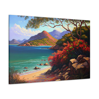 Taboga Island Canvas Art Ready To Hang Large Print, Oil Painting, Panama, Island of Flowers, Beach