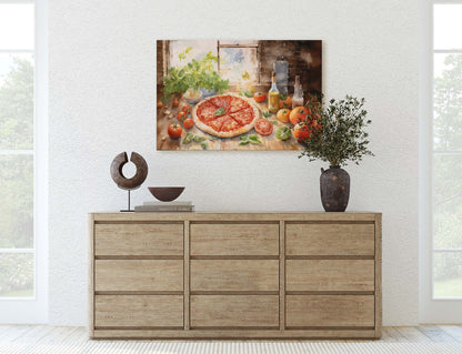 Italian Pizza, Margherita pizza, Food of Italy, Pizzeria, Restaurant Decor, Kitchen Print, Ready to Hang, Canvas Art Print, Large Art