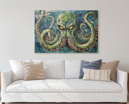 Cthulhu Painting, Evil Octopus, Fantasy Creature, Horror Art