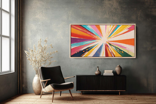 Star Burst,Painted Rays, Color Theory, Contemporary Art, Modern Decor, Maximalist Art