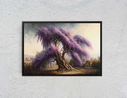 Wisteria Landscape, Purple Tree, Canvas Art print, Large Art, Ready to Hand, Landscape Painting, Lilac Painting, Japanese Wisteria, Chinese