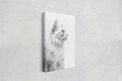 White Cat Portrait, Black and white cat, Feline Profile, Cat lover, Framed Canvas, Cat photography