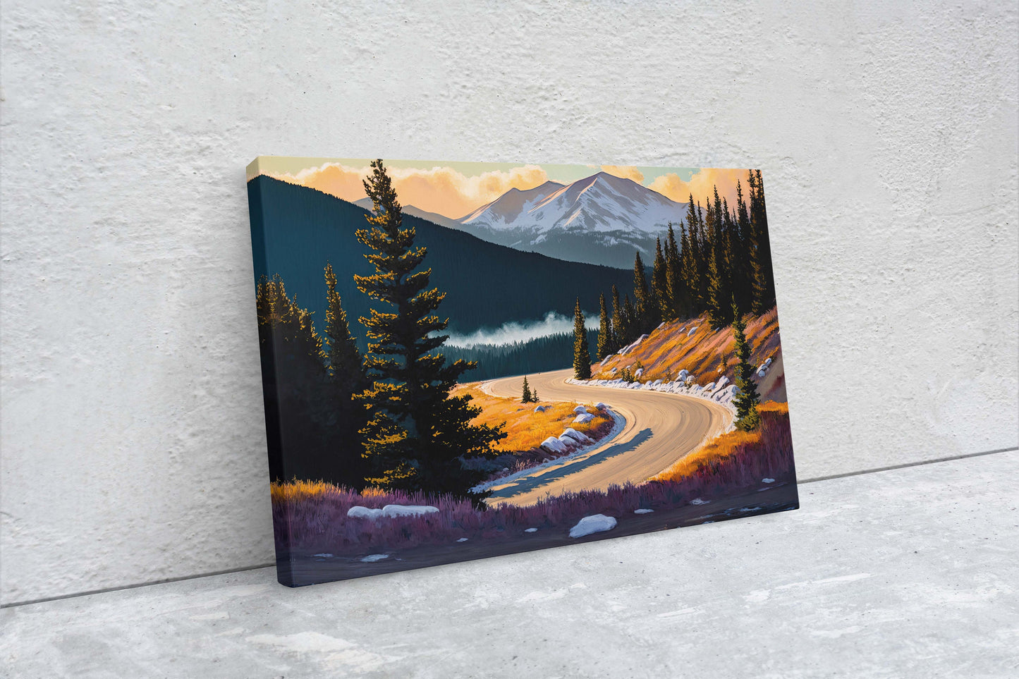 Monarch Pass Colorado, Mountain Landscape, Winding Road, Canvas Art Print, Ready to Hang, Evergreen, Landscape Painting, Continental Divide