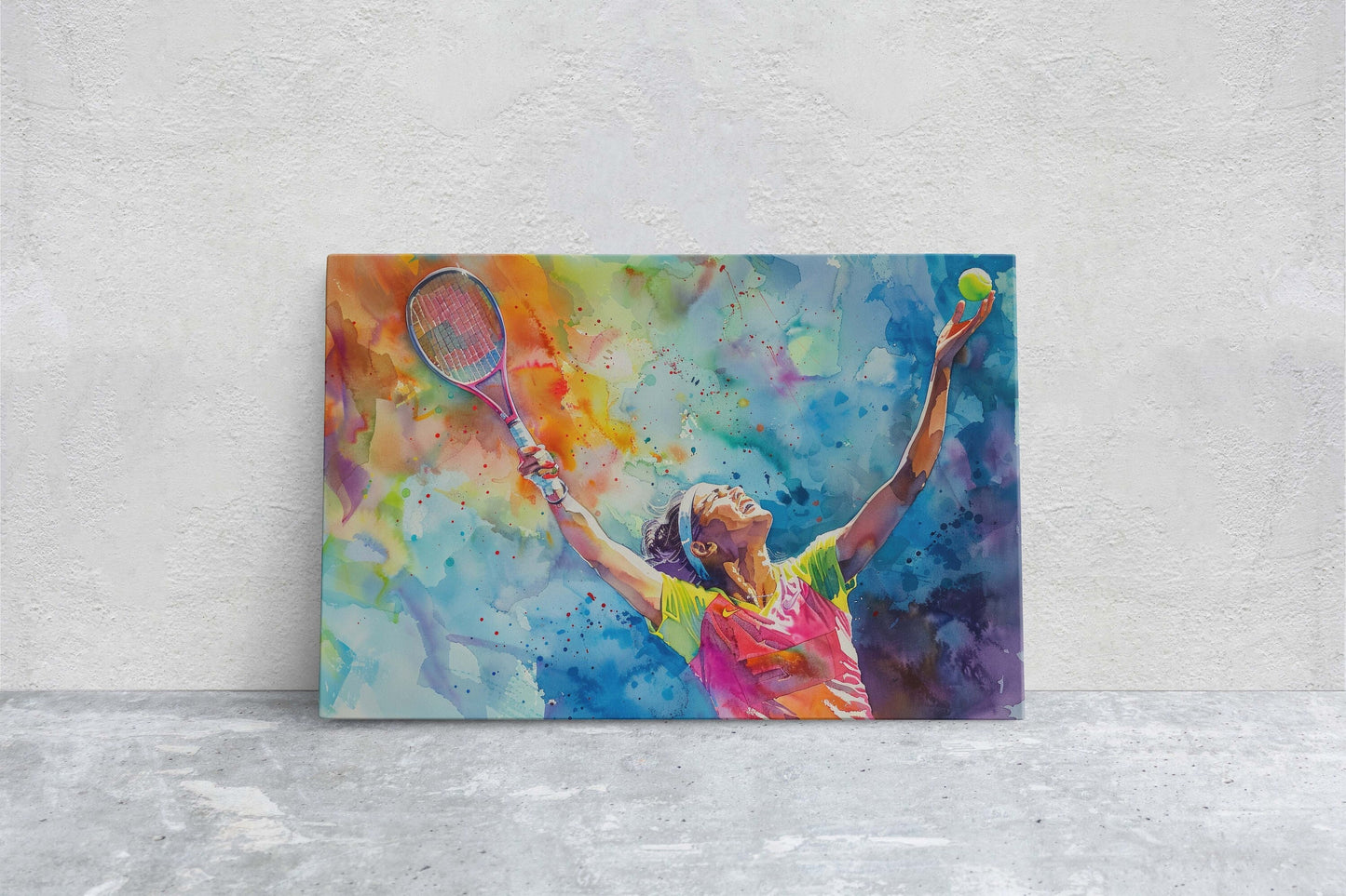 Women's Tennis, Girls Tennis, Colorful sports, Woman Sports, Large Art Print, Framed Canvas, Girls Room, Kids room, Athlete