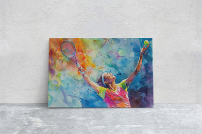 Women's Tennis, Girls Tennis, Colorful sports, Woman Sports, Large Art Print, Framed Canvas, Girls Room, Kids room, Athlete