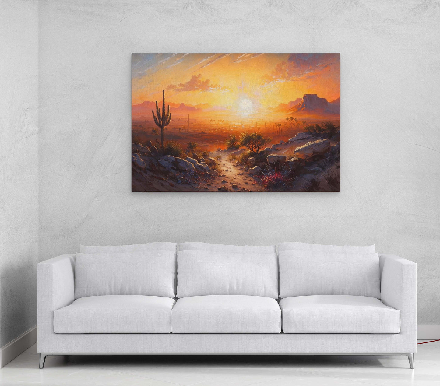 Desert Landscape Canvas Art Ready To Hang Large Print, Oil Painting, Landscape, Southwest Art, Arizona Decor