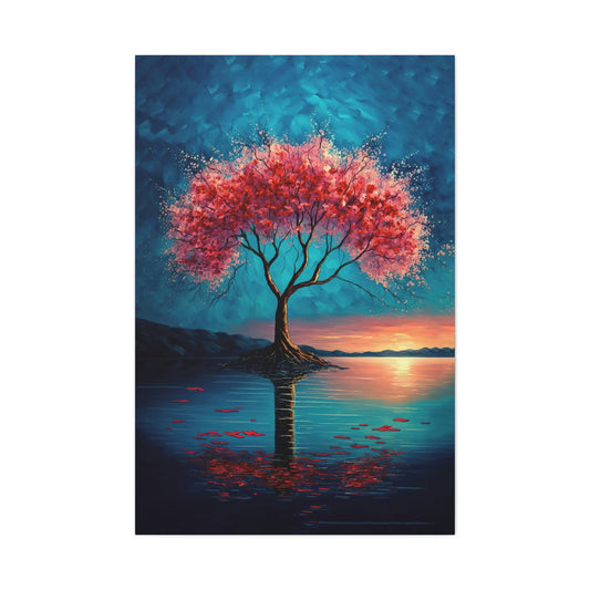 Cherry Blossom Water Canvas Art Ready To Hang