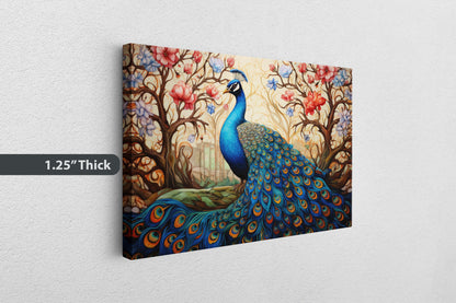 Peacock Painting,  Colorful Art, Vibrant Decor, Peacock Wall Art, Framed Canvas
