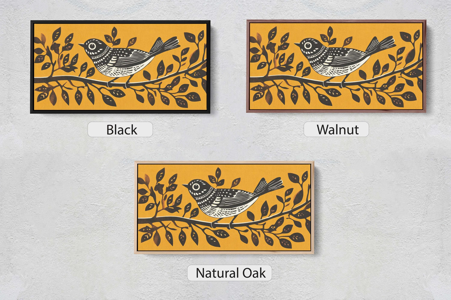 Linocut Bird Art, Scandinavian Art, Contemporary Decor