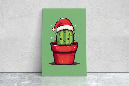 Christmas Cactus, Cute Cactus, Cute Christmas Decor, Illustration, Southwester, Chibi Style, Cartoon Cactus