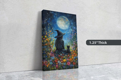 Witch Full Moon, Black Cat Wildflowers, Halloween Decor, Whimsical Halloween, Whimsy Night Stars