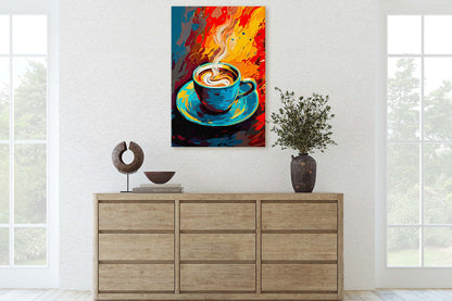 Coffee Art, Latte Painting, Pop Art, Modern Contemporary, Colorful Vivid, Abstract Representative, Framed Canvas, Large Art print