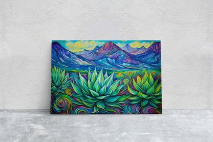 Southwestern Painting, Desert Decor, Agave Art, Framed Canvas, Large Print, Landscape Painting