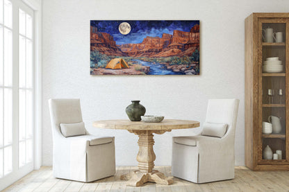 Grand Canyon Canvas, Camping Night, Moon Canyon