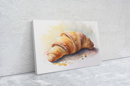 Croissant, French Pastry, Ready To Hang, Large Print, Watercolor Painting, Dining Room, Kitchen Art, Restaurant Art, Bakery