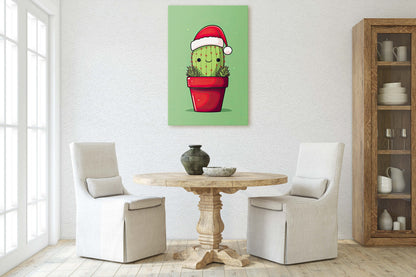 Christmas Cactus, Cute Cactus, Cute Christmas Decor, Illustration, Southwester, Chibi Style, Cartoon Cactus