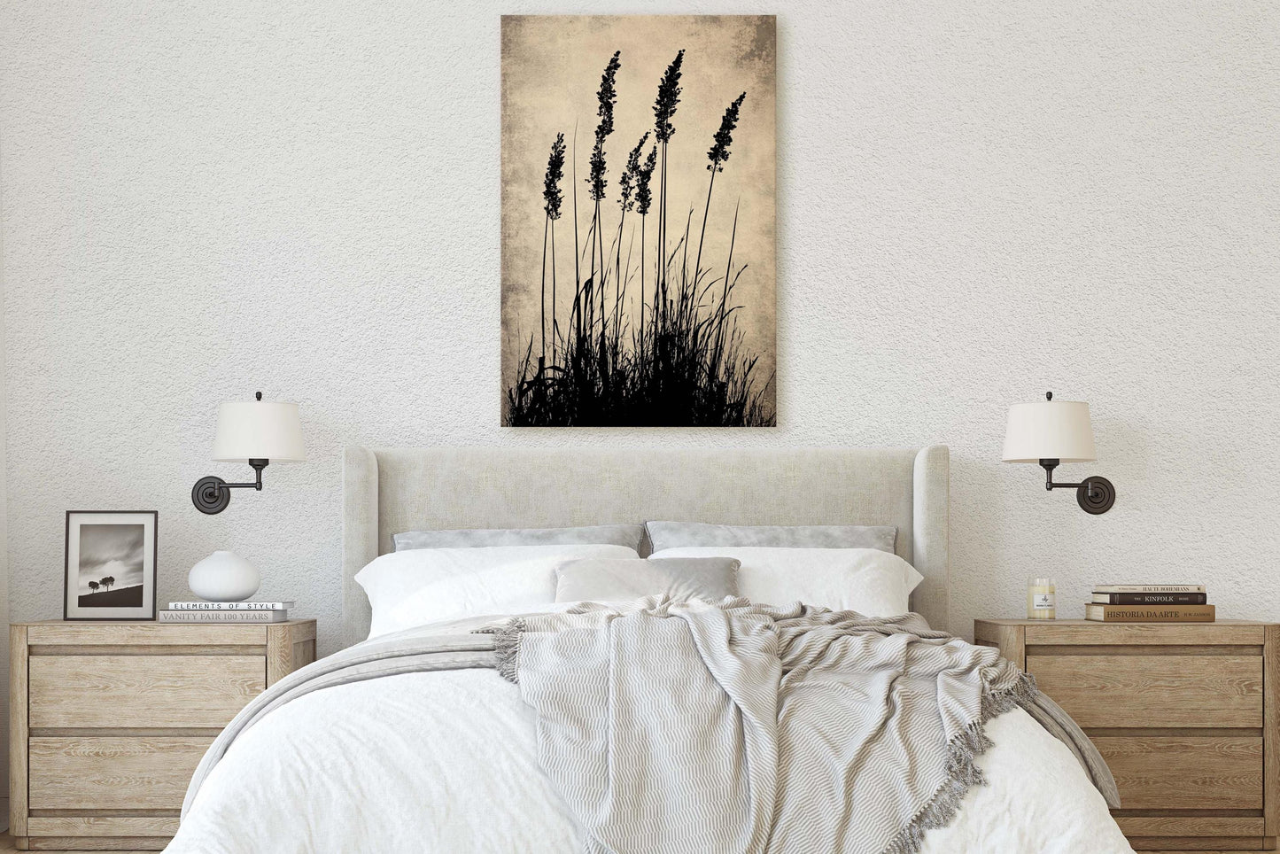 Wildgrass Painting, Silhouette Art, Black and White, Tall Grass