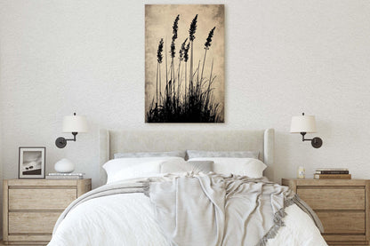 Wildgrass Painting, Silhouette Art, Black and White, Tall Grass