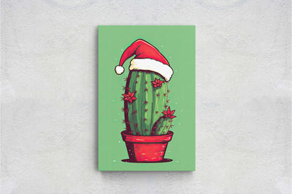 Christmas Cactus, Cute Cactus, Cute Christmas Decor, Illustration, Southwester, Chibi Style, Cartoon Cactus