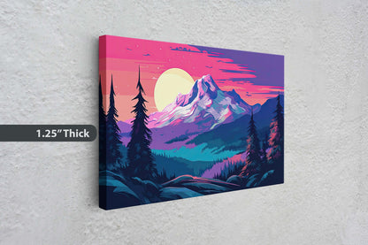 Snowy Mountain on Canvas, Bold Color, Snow Cap, Sunset Landscape, Bright Tones, Ready to Hang, Large Print, Colorado Mountain, Vibrant