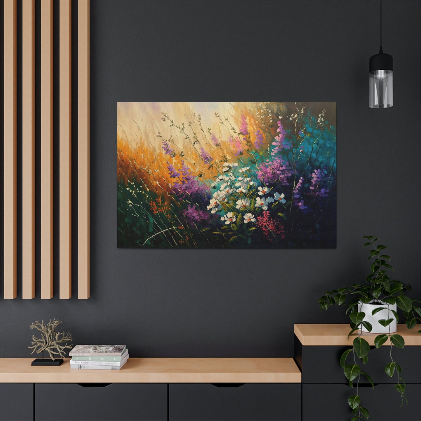 Wild Flowers Canvas Art Ready To Hang Large Print, Oil Painting, Landscape