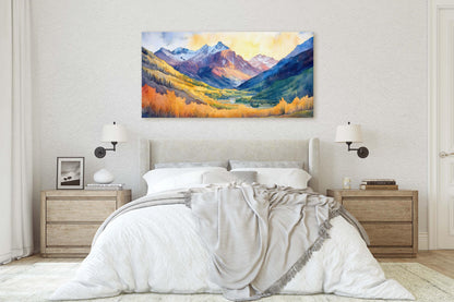 Telluride Colorado, Fall Mountains, Vibrant Landscape, Framed Canvas, Extra Large Print