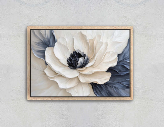 Flower Painting, Black White Floral, Contemporary Art