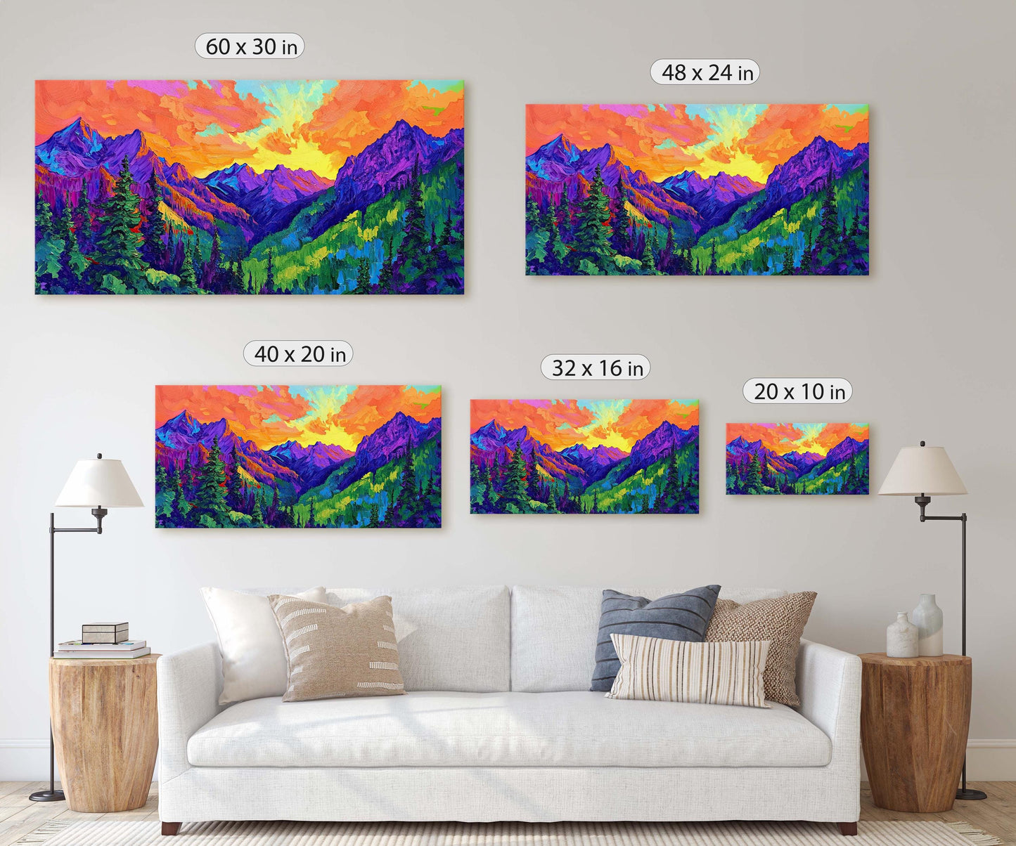 Vibrant Mountain Art, Denali Mountain, Abstract Mountain
