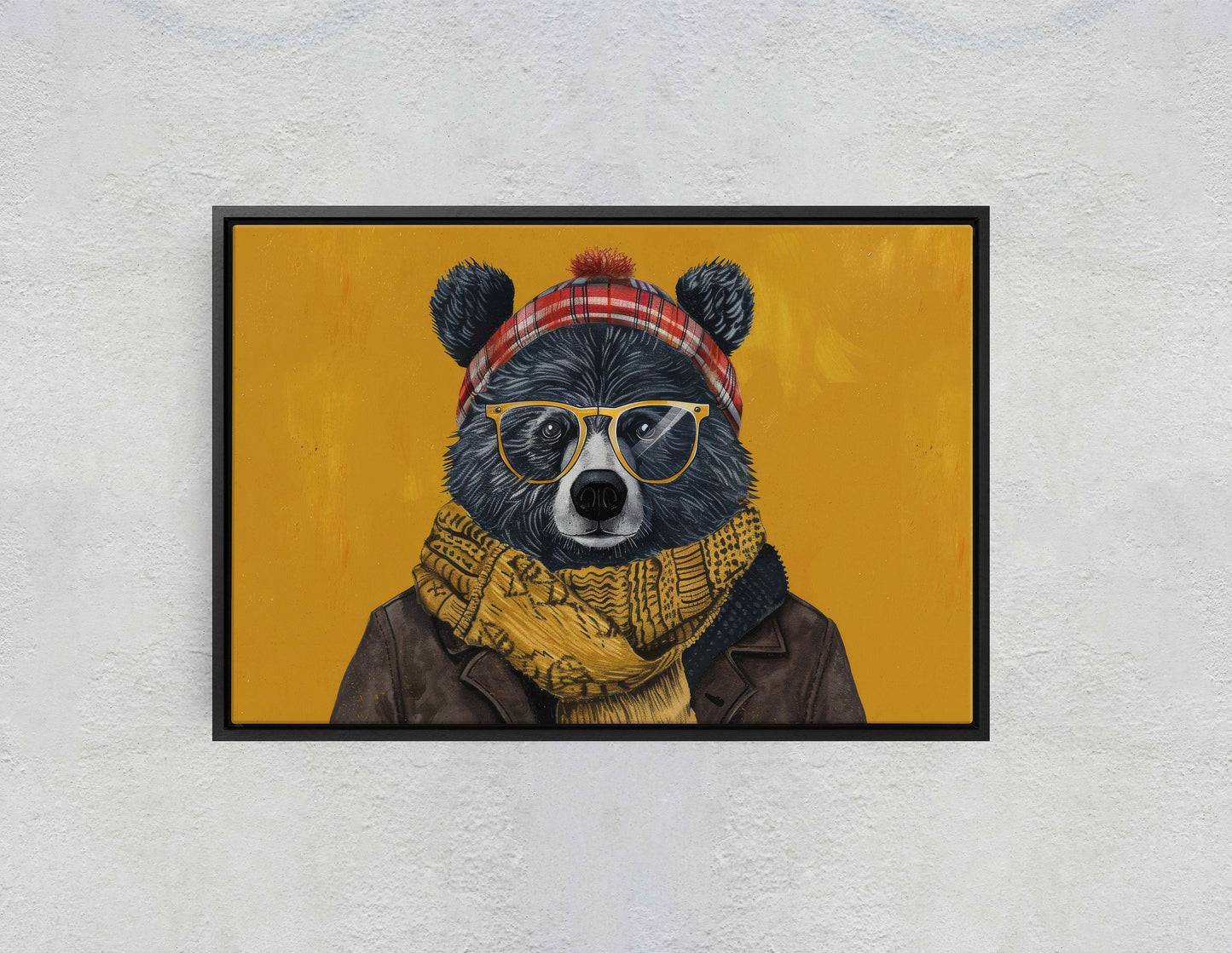 Hipster Bear, Pop Art, Street Art, Graffiti Painting, Animal Sunglasses, Orange Blue, Fun Quirky, Large Art Print, Kids Room, Boys Room