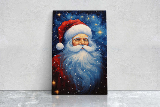 Santa Painting, Christmas Decor, Xmas Painting, Festive Painting, Winter Art, Framed Canvas, Santa Print