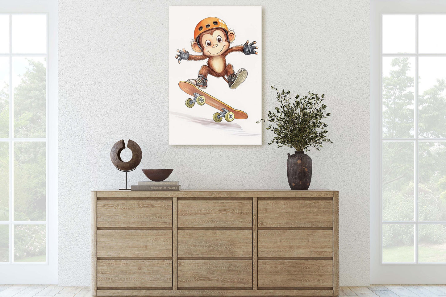 Monkey Skateboard, Kids Room, Boys Room, Girls Room, Play Room
