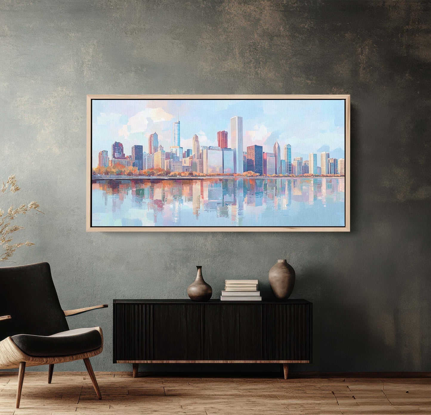 City Skyline Print, Urban City, Waterfront Buildings