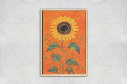 Orange Sunflower Painting, Contemporary Art, Living Room